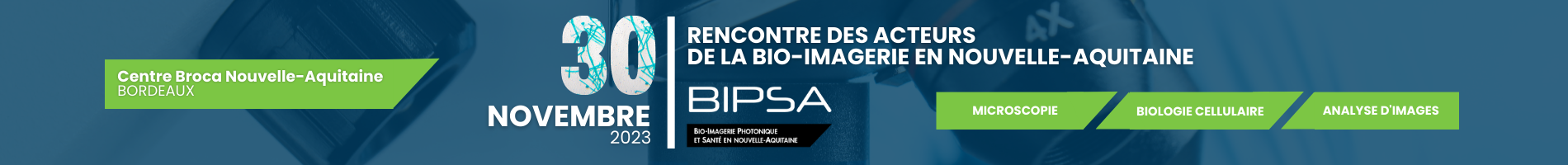 Header evenement ALPHA-RLH BIPSA 2023 - Rencontre des acteurs de la bio-imagerie en Nouvelle-Aquitaine